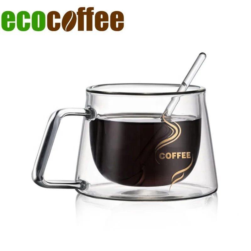 
Double-Wall Insulated Glass Cup Coffee Mugs with Unique with Handle Perfect for Latte/ Americano/ Cappuccinos/ Tea Bag/ Beverage 