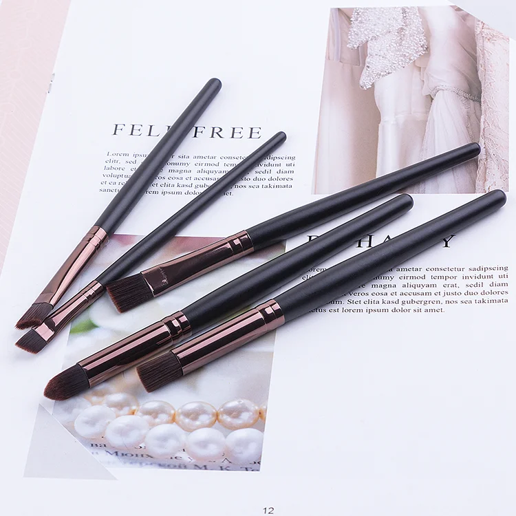 

Wholesale Custom 5 Pcs Black Eyebrow Eyeshadow Brush For Makeup, Brown