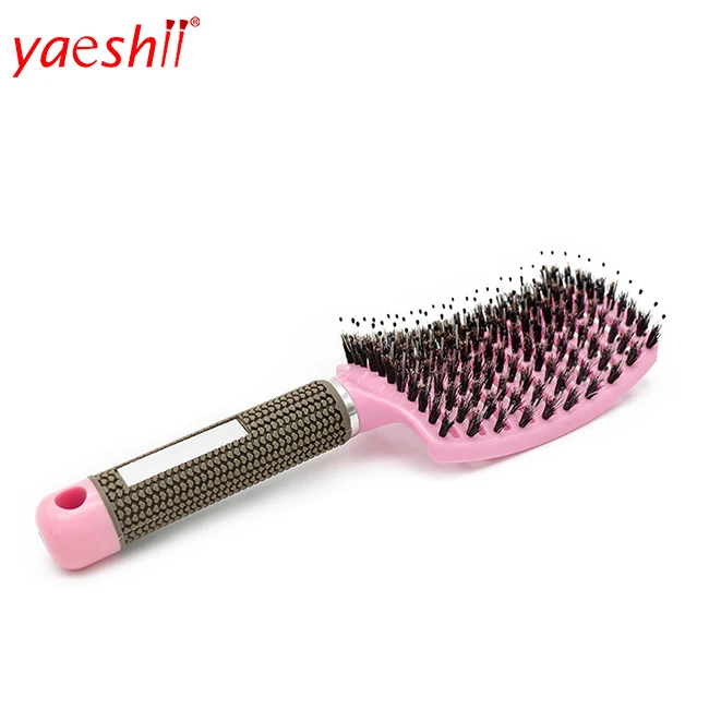 

Yaeshii Amazon Hot Sell Paddle Vent Detangling Boar Bristle Hair Brush For Long Thick Wet Hair