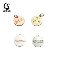 

Small brand logo engraved pendant custom metal charm jewelry tags