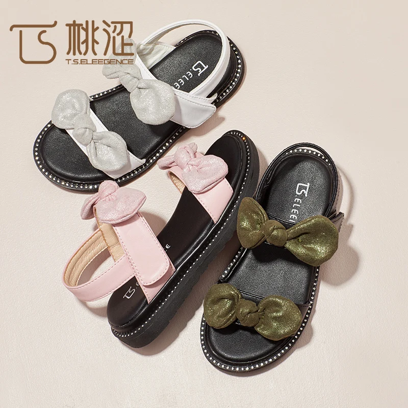 

China wholesale Kids Mid Heel Summer Sandals shoes for girls, Pink, white