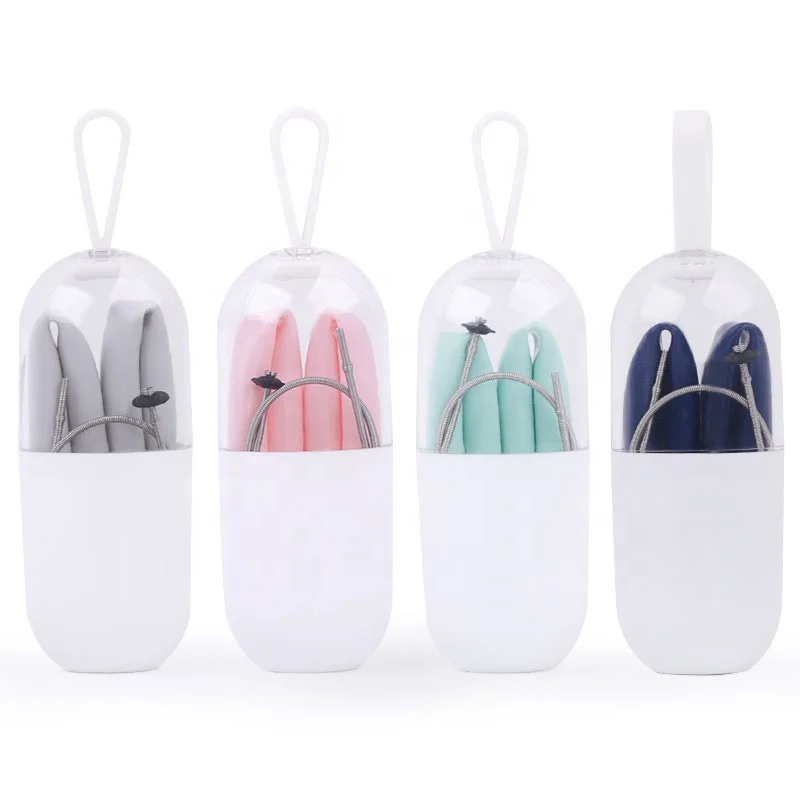 

Customized Logo Wholesale Silicone Collapsible Pink Ecological Straw Drinking