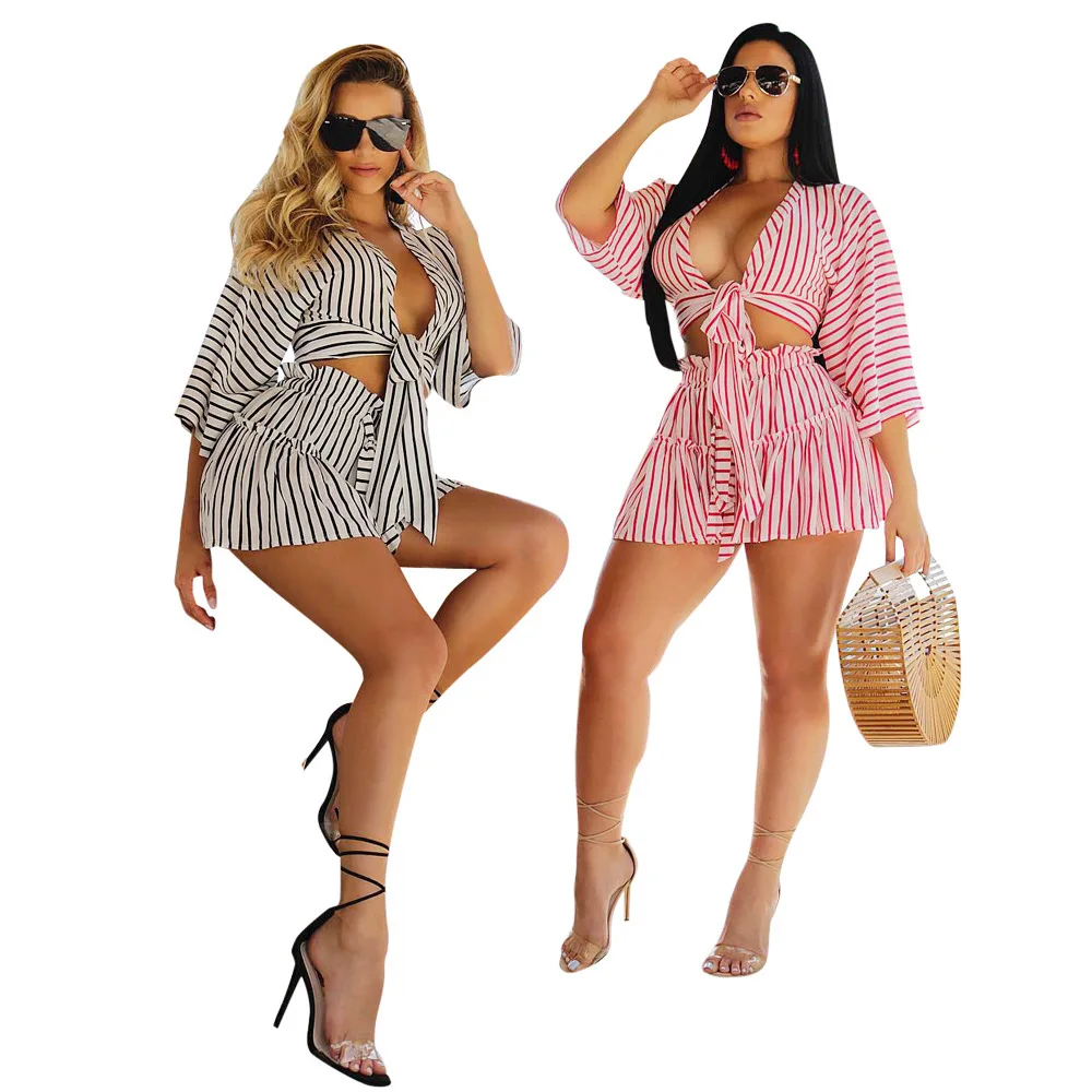 

MQL6090 Sexy women african print 2 piece loose wide leg Short pants set