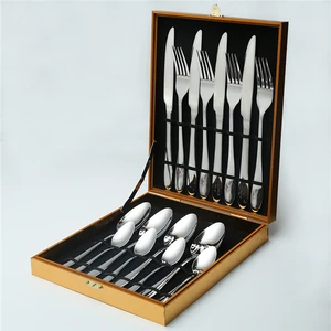 Image of Wholesale custom gifts stainless steel steak knife fork spoon set western 24 PIECES CUTLERY SET