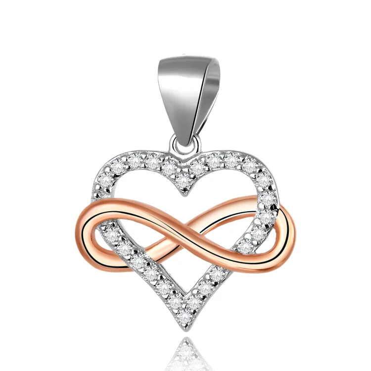 

POLIVA Custom Jewelry Infinity Love Small Heart Pendant Rose Gold Plated 925 Sterling Silver Charm Pendants AAA Cubic Zirconia