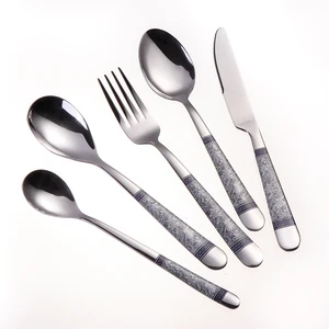 Image of Factory Price Stainless Steel Silver Mirror Polish Flatware set with Ceramic Handle