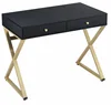 contemporary gold leg computer desk table in black color for home office