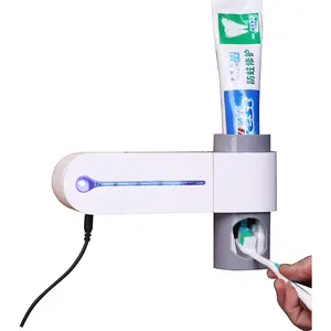 Wekity Automatic Toothpaste Dispenser with UV Disinfect and 5 Toothbrush slot Wall Mount Toothbrush holder
