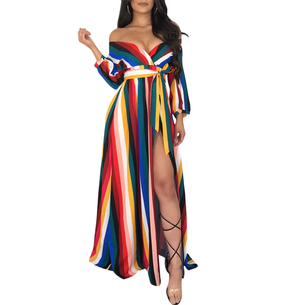 

2018 latest fashion women V-neck bandage sexy long-sleeved maxi dress LYQ3417