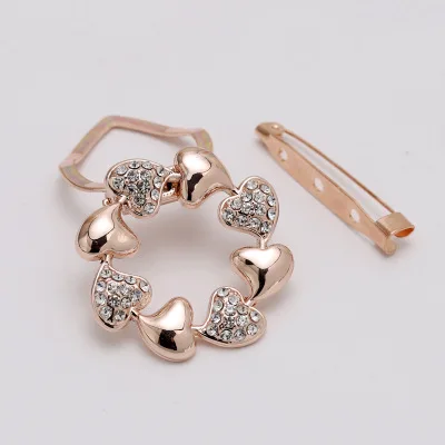 

Fashion High Quality Heart Handmade Scarf Buckle Brooch Clips Pin for Women, Gold silver