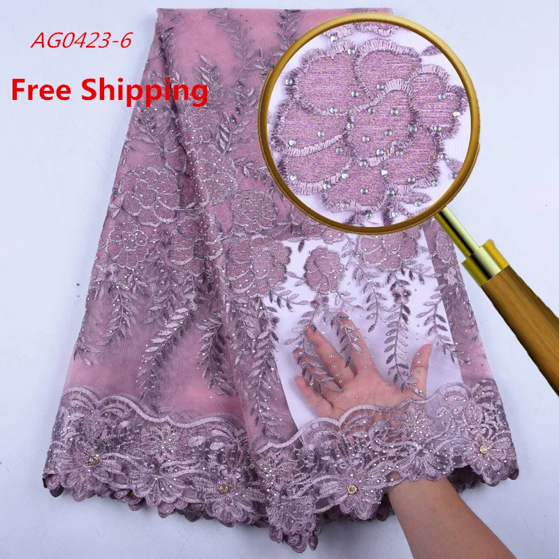 

1578 Free Shipping Laces Material Women African French Onion Tulle Lace Fabric With Stones