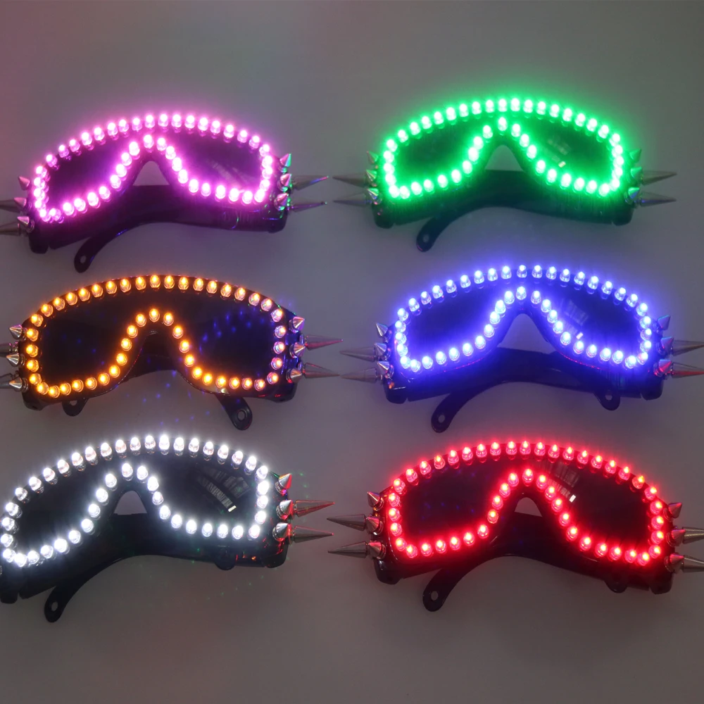 

LED Glasses Rivet Punk Glasses For LED Growing Light Performance Stage Costume Clothes, White