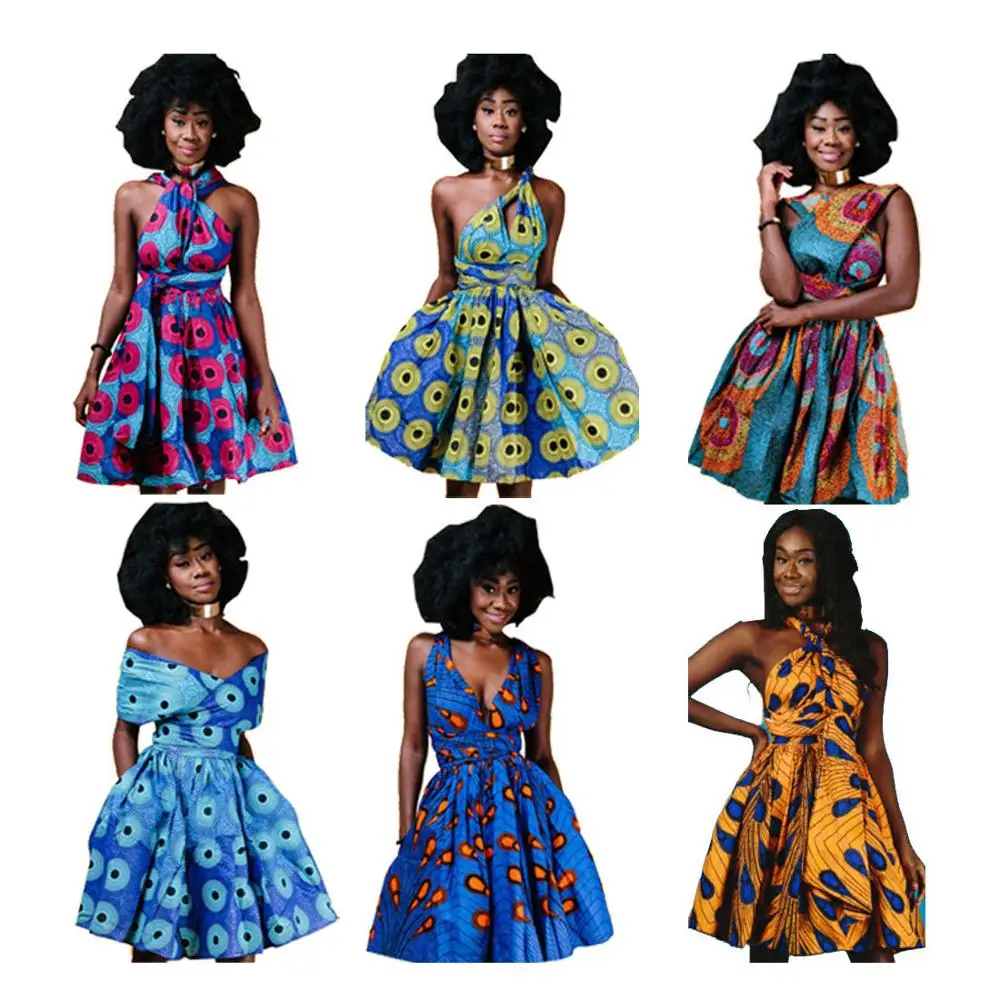 

SA80140 african kitenge designs fashion print sleeveless bandage clothes casual women mini pleated dress, As pictures showed