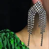 High Quality Handmade Shiny Drill Rhinestone irregularity Long Exaggerate Earrings For Women