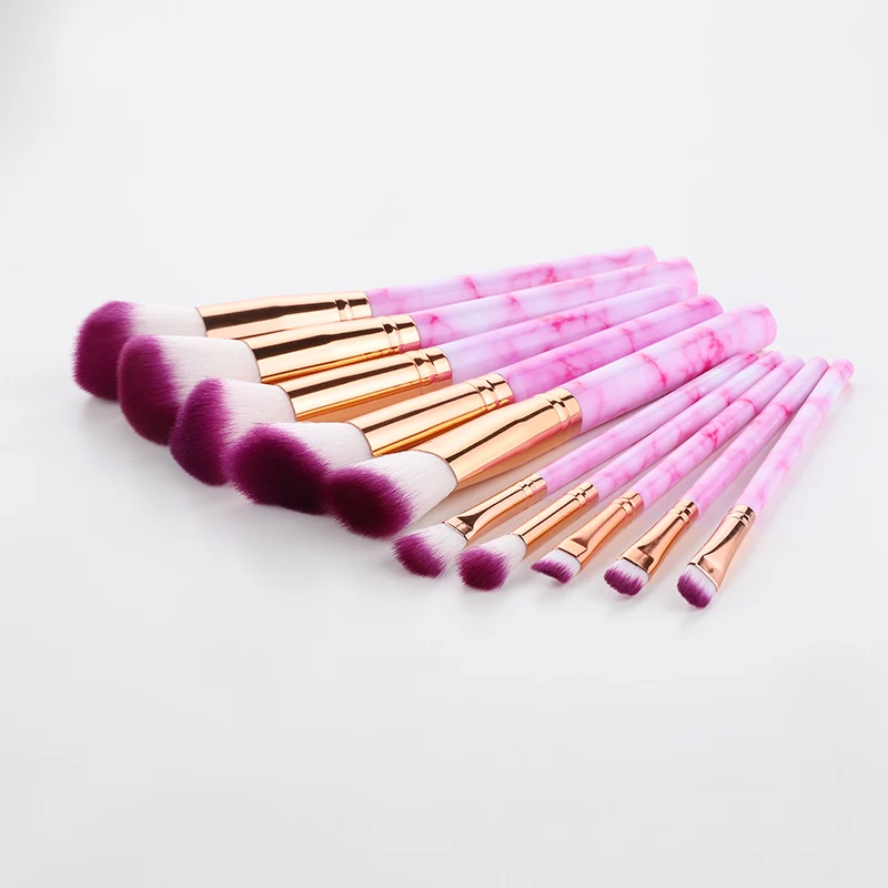 

Factory Price custom logo 10pcs black unique makeup brush set, 6 colors