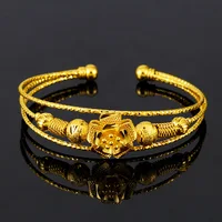 

New Fashion Simple Plated Open Bangle Designs for Women Vietnam Alluvial Gold Twist Bracelets Jewelry