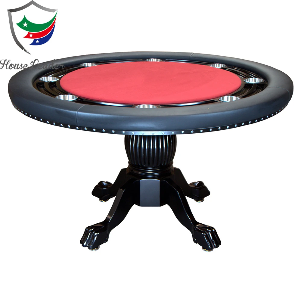 
Luxury 52 inch Professional Round Poker Table with Solid Wooden Leg 