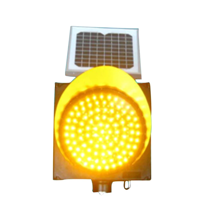 Solar Power Yellow Traffic Flashing Warning Signal Light