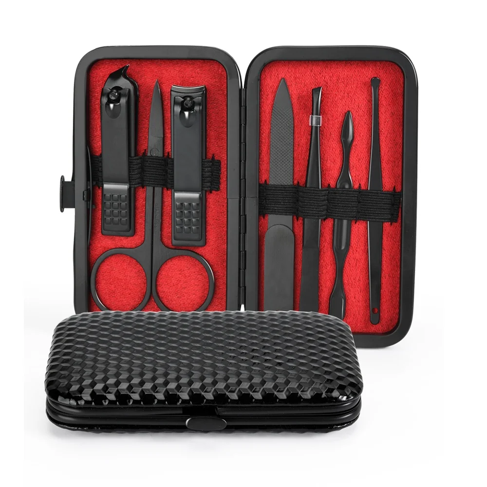 

Multifunction Professional 7pcs Black Manicure Pedicure Set Nail Care