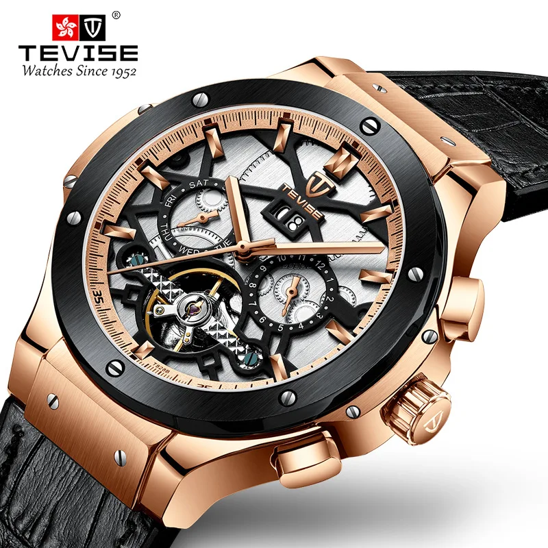 

Tevise T828b 2019 new explosion watch men's mechanical automatic watch multi-function big fly wheel waterproof advance watch, 4 colors