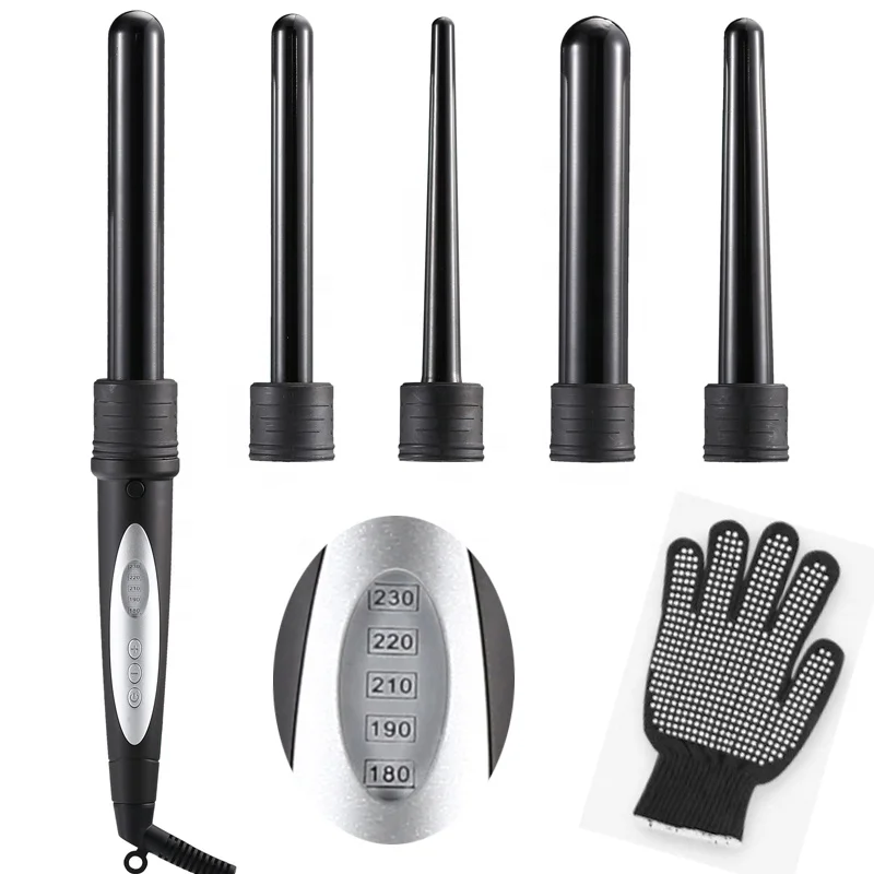 
chenfeng New 5 in 1 Ceramic Pro Curling Iron Wand Hair Curler Set Pro Interchangeable Barrel Tourmaline Curling Iron Machine 