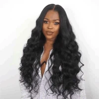 

Synthetic Hair jet black long wig platinum curly wigs cosplay party hair for black women