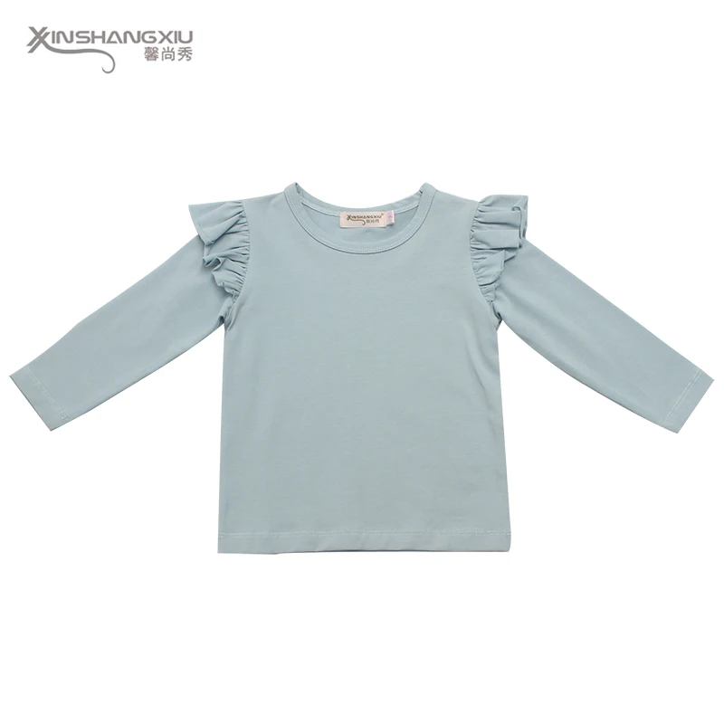 
Spring and Autumn kid clothing long sleeve t shirt for girls 100% cotton with lace collar Baby girl clothes 