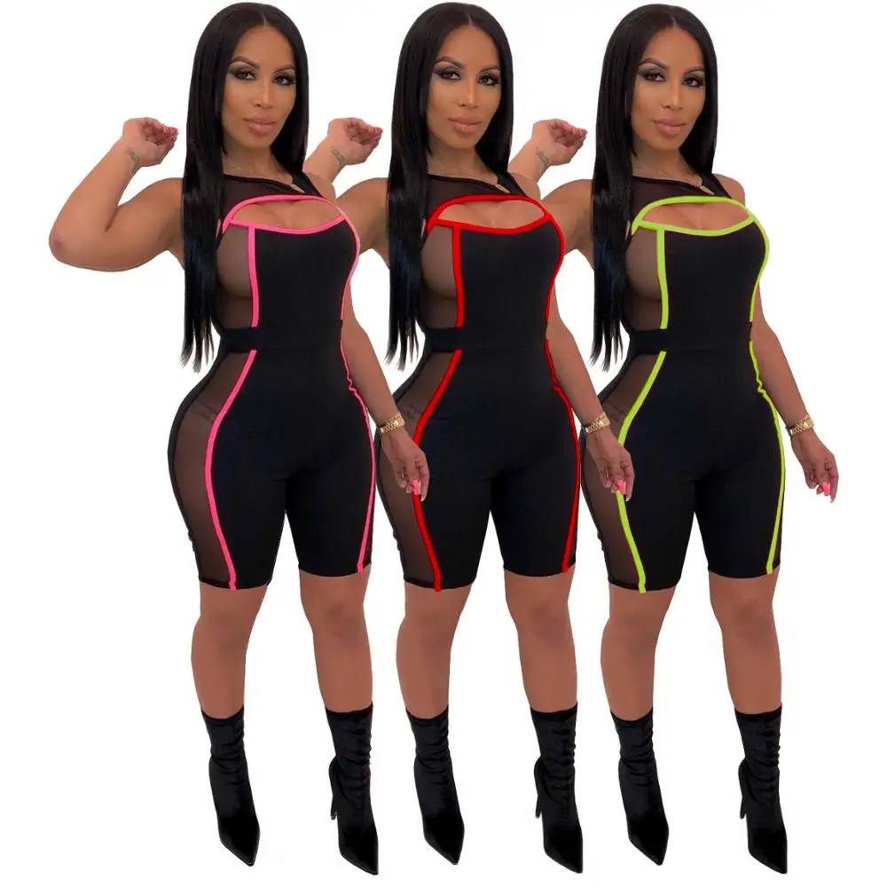 

Sexy womens mesh sheer bodysuit jumpsuits