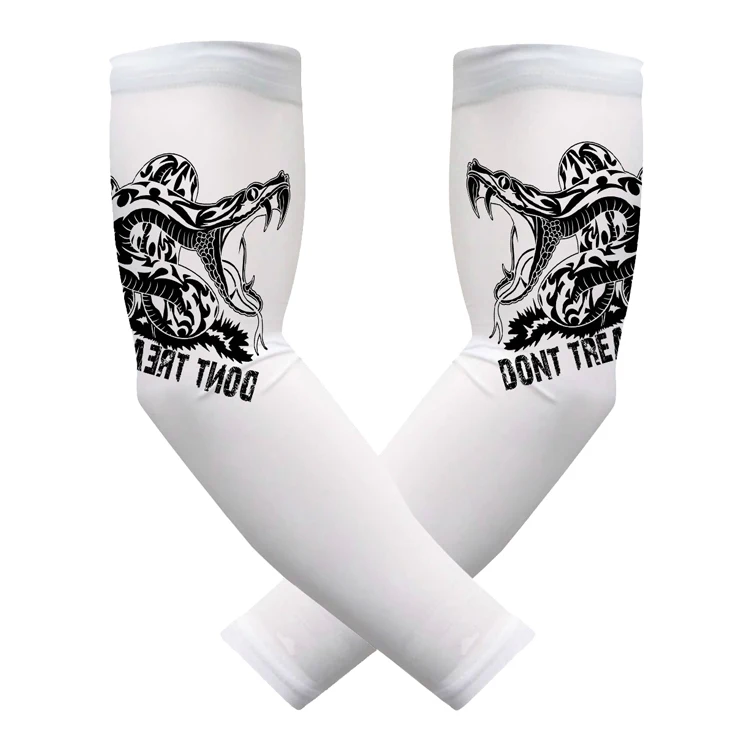 

Summer Cycling Sun Uv Protection Arm Sleeves Don't Tread On Me Snake Strike White, Customized color