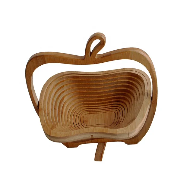 

fruit shaped foldable bamboo basket for displaying fresh fruit and vegetable