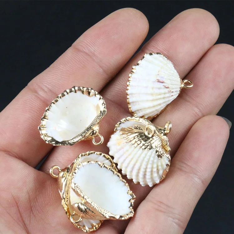 

Cute 3D Natural Conch Ocean Shell Women Charm Necklace Earring Seashell Pendant, As pictures