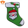 Custom Multi-Color Big Size Complex Christmas Sock Iron Onembroidery Patches With Self-Adhesive For Clothing