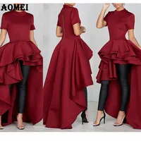 

Floor Length Short Sleeve Asymmetrical Ruffles A-Line Cocktail Dress For Fat Women
