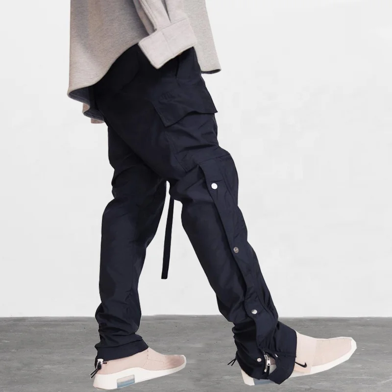 

2019 Harajuku Men's Casual Pants Men Hiphop Pants Side Button Man Joggers Track Sweatpants Drawstring Trousers