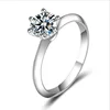 S925 silver ring female Japanese and Korean style simple single drill closed ring to propose six-claw diamond ring