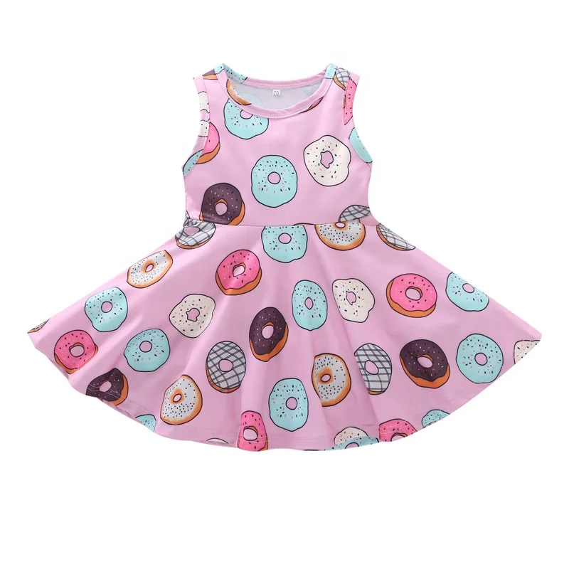 

Girls donuts Print Dress Cute O-Neck Summer Cotton Casual Summer baby dress