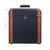 PU Leather 30+ Vinyl Turntable Albums Record Storage Carrying Case LP Record Case