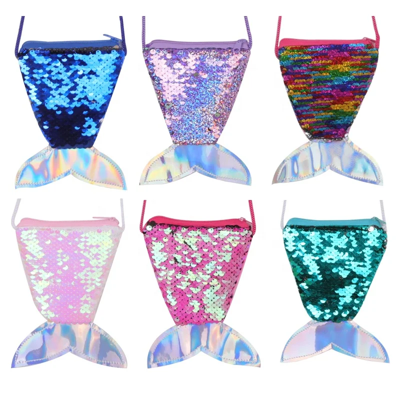 

Mermaid Sequin pocket Novelty zipper wallet glitter mini coin bag purse for kids