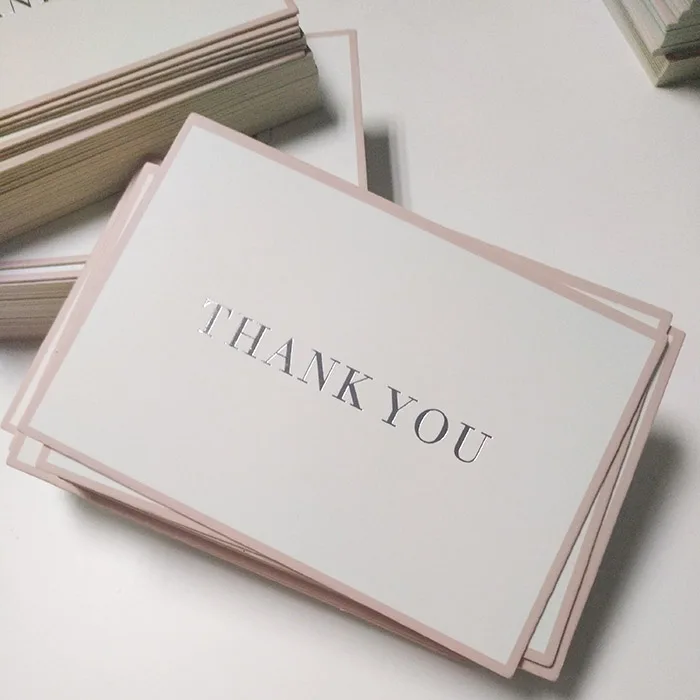 
wholesale 100pcs luxury gold foil paper thank you cards with envelopes 