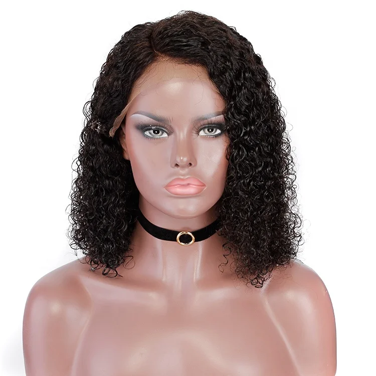 

Super quality swiss lace front malaysian curly peruvian bob wigs