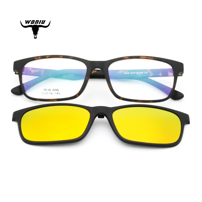 

KLD8206 square tr90 optical frames manufacturers in china polarized clip on sunglasses with cases 2020