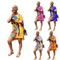 

African Summer Clothes Womans Wear Printed Casual Tshirt Dress