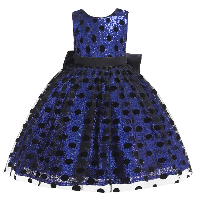 European and American Style Kids Party Dress Polka Dots Children Pageant Flower Girl Show costume