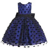 

European and American Style Kids Party Dress Polka Dots Children Pageant Flower Girl Show costume