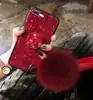 Fancy Rhinestone Marble Fur Ball Phone Case for Samsung Note 9 , For Galaxy S9 Bling Case Cover