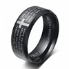 MECYLIFE Christian Jewelry Bible Ring Stainless Steel Cross IP Black Religious Rings