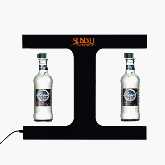 magnetic levitating and rotating bottle display for 2 Bottles Advertising!