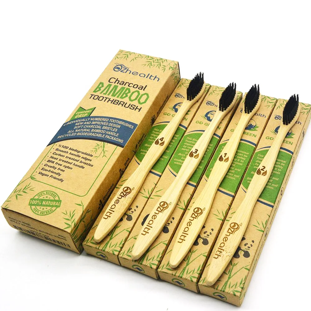 

2019 bamboo charcoal toothbrush 100% organic bamboo toothbrush private label
