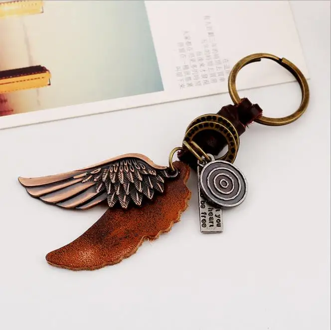 
Modeaccessoires Schlusselanhanger fur Auto Vintage Engel Flugel Leder Schlusselanhanger 