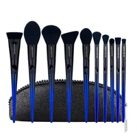 

High Quality Oval Glitter Handle 10 piece Makeup Brush Set Christmas Gift Makeup Brushes with Glitter Bag